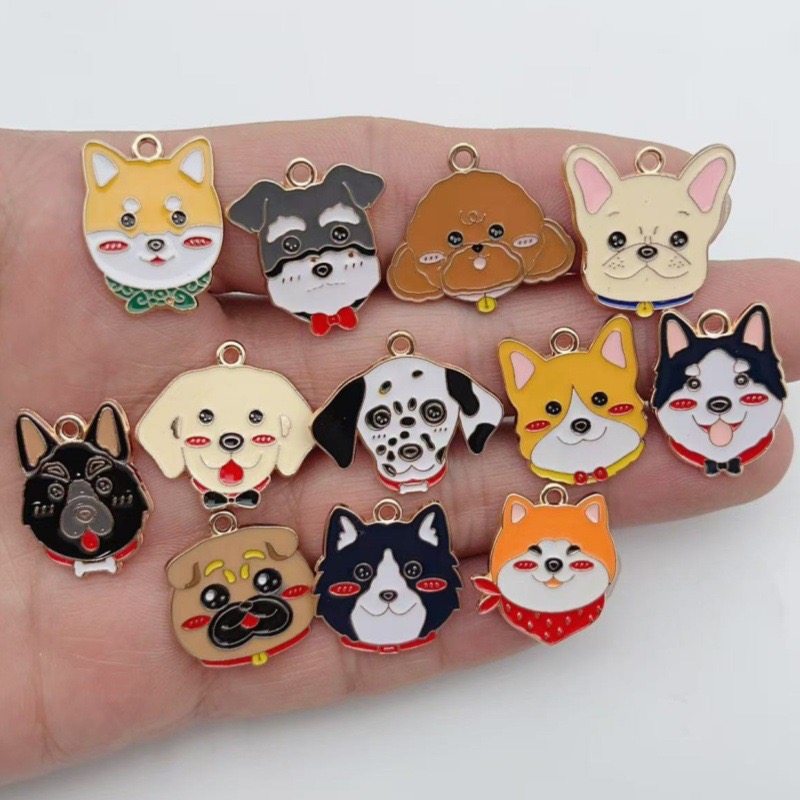 Wedding Yes - 12pcs cartoon pet spotted dog alloy