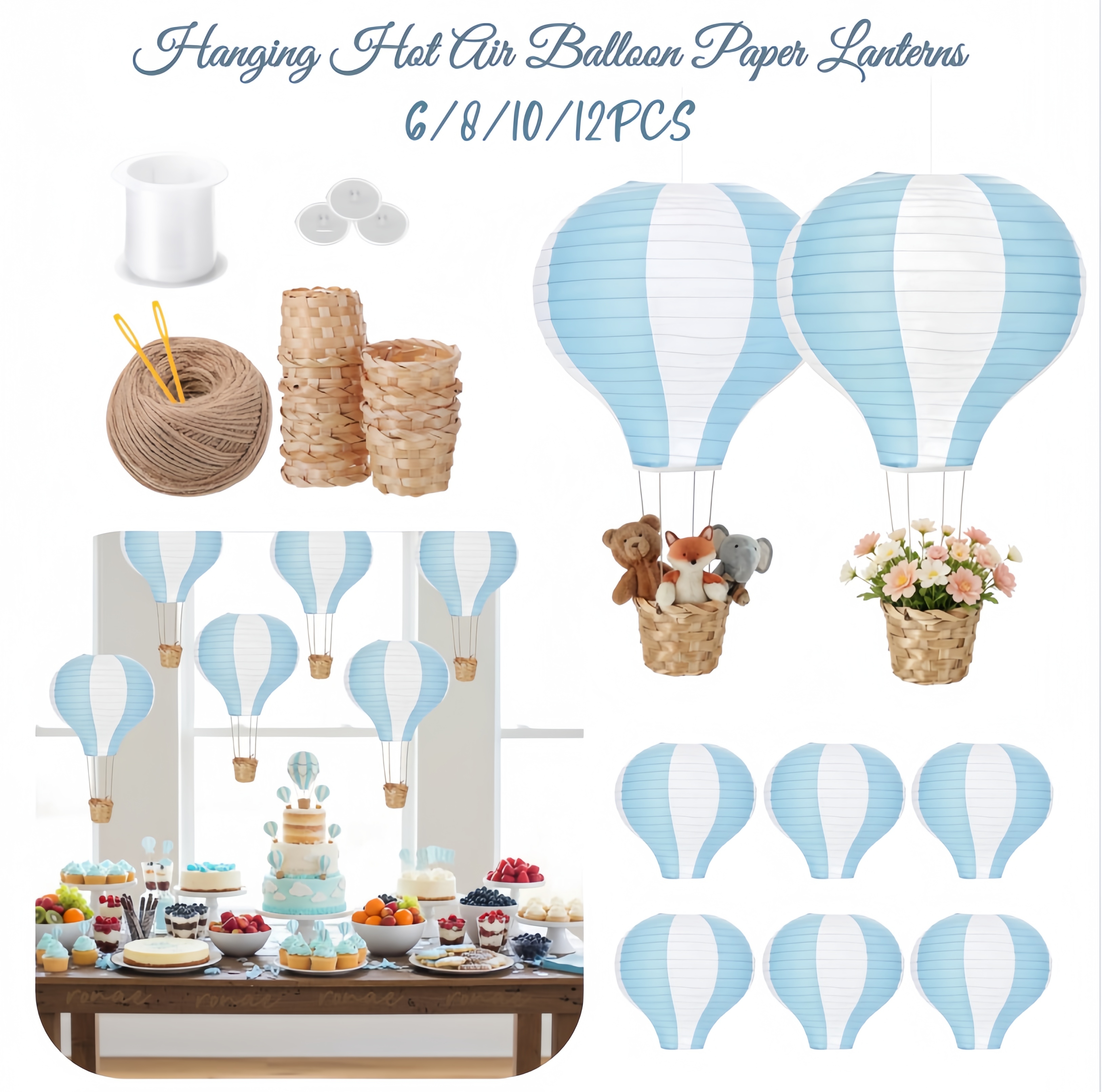 6-12Pcs Hanging Hot Air Balloo - Confetti Balloon Set บทวิจารณ์และราคา
