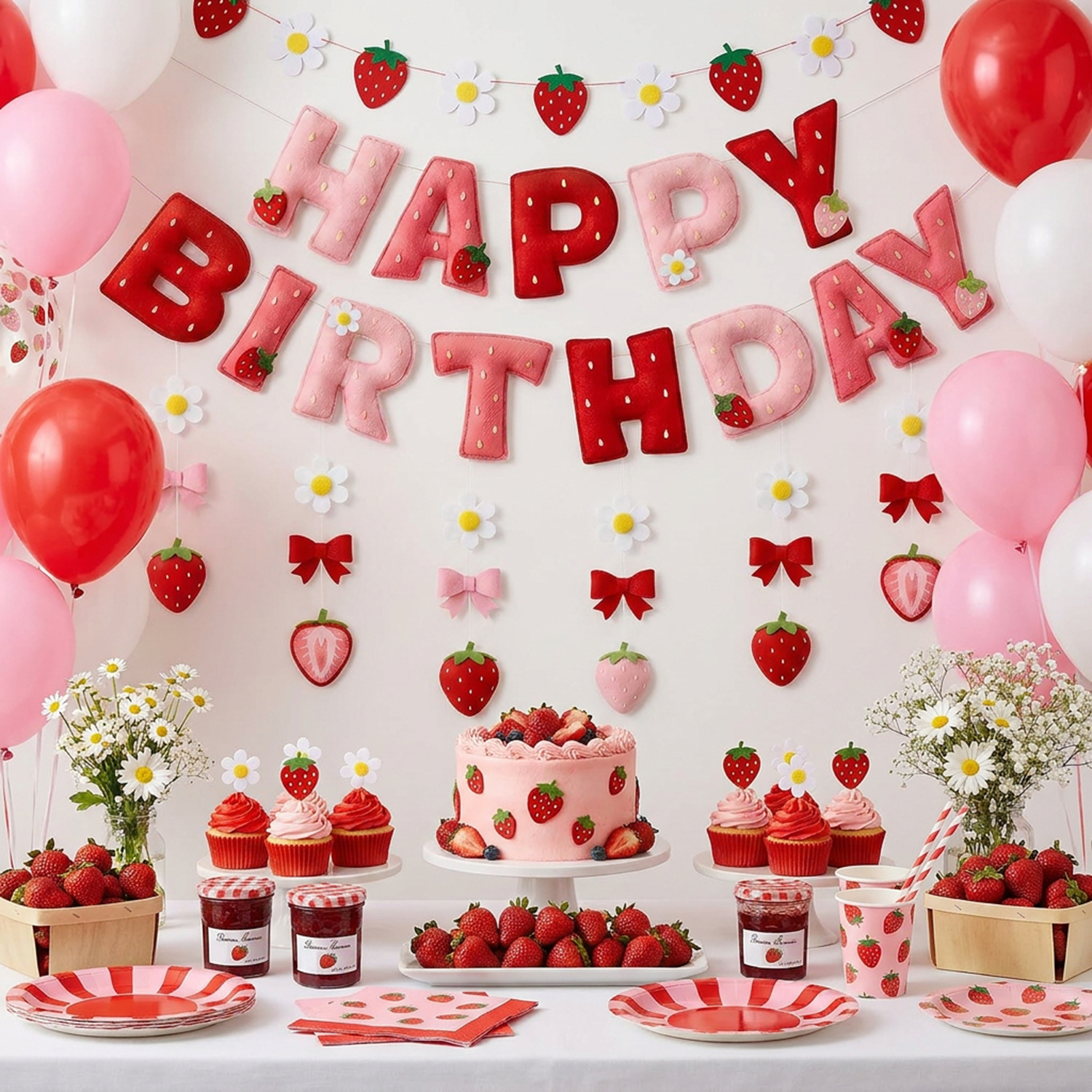 2D Felt Strawberry Hanging Gar - Wedding Yes บทวิจารณ์และราคา