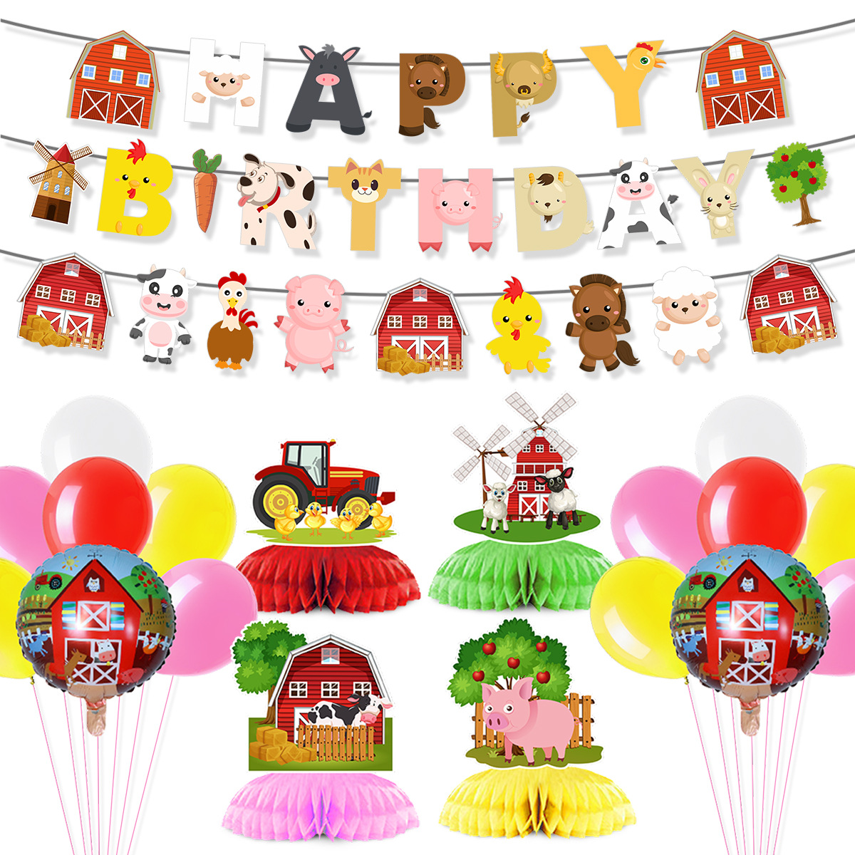 Cartoon Farm Animal Theme Birt - Confetti Balloon Set บทวิจารณ์และราคา
