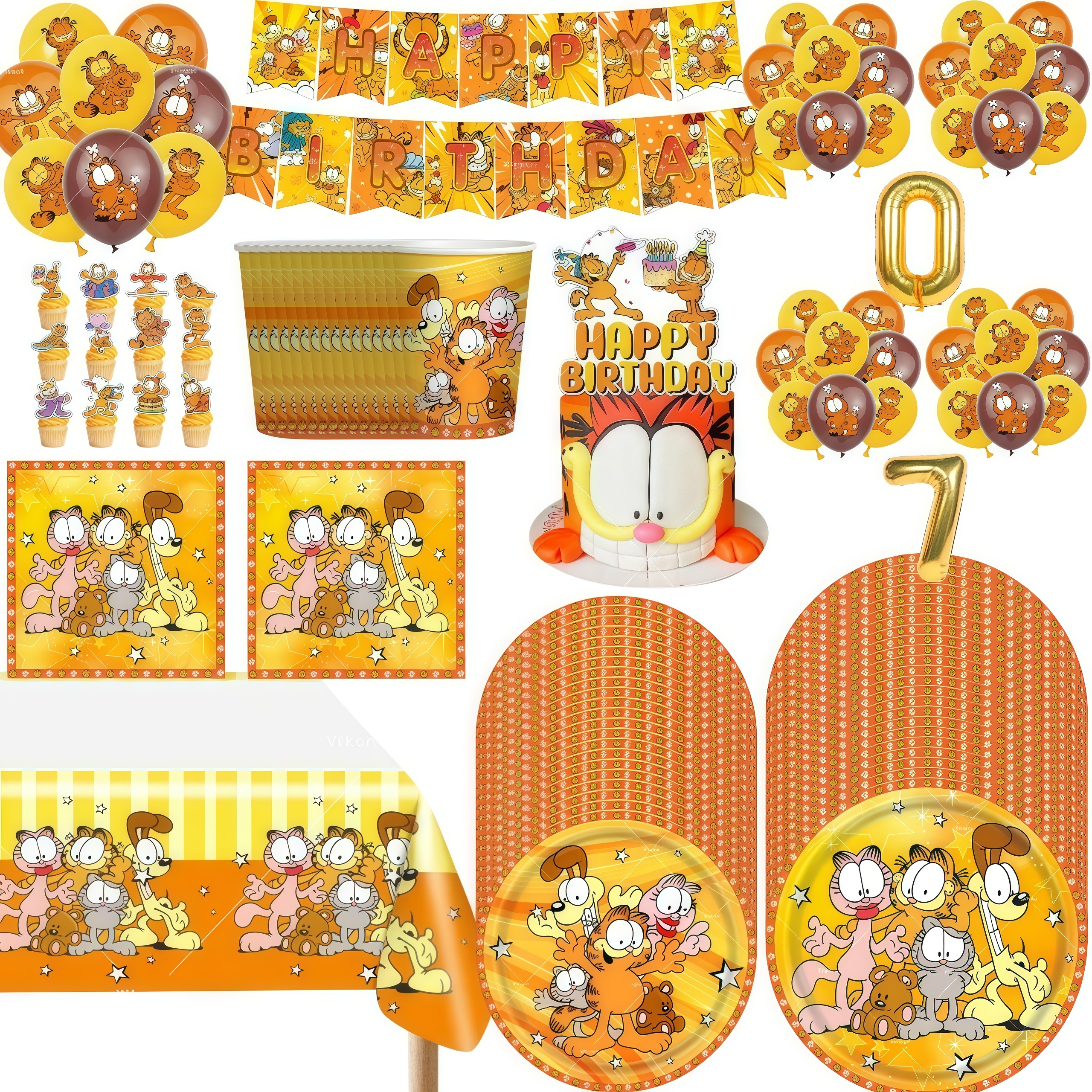 Cute Cartoon G-arfielded Birth - Confetti Balloon Set บทวิจารณ์และราคา