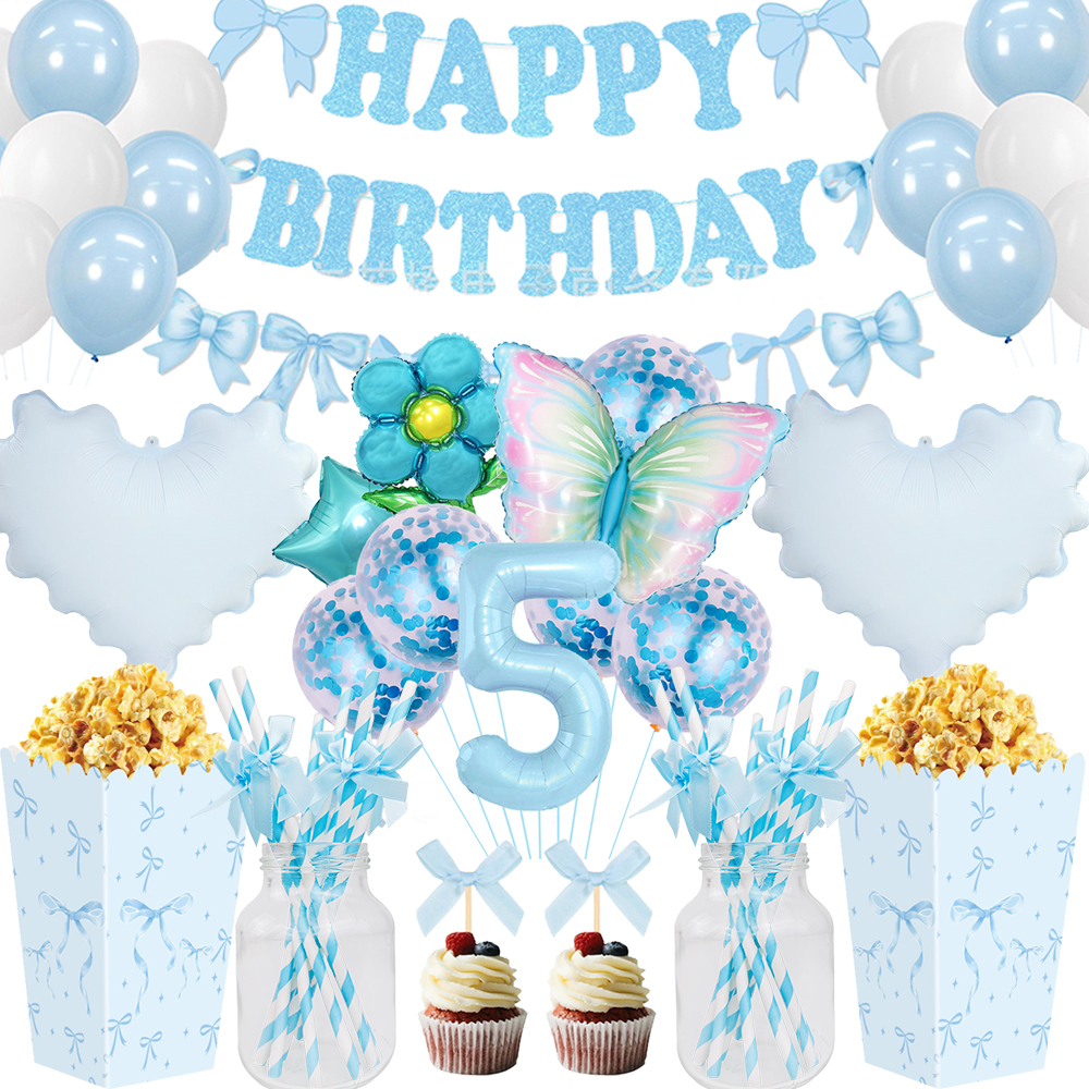 Blue Bow Birthday Party Decor  - Confetti Balloon Set บทวิจารณ์และราคา