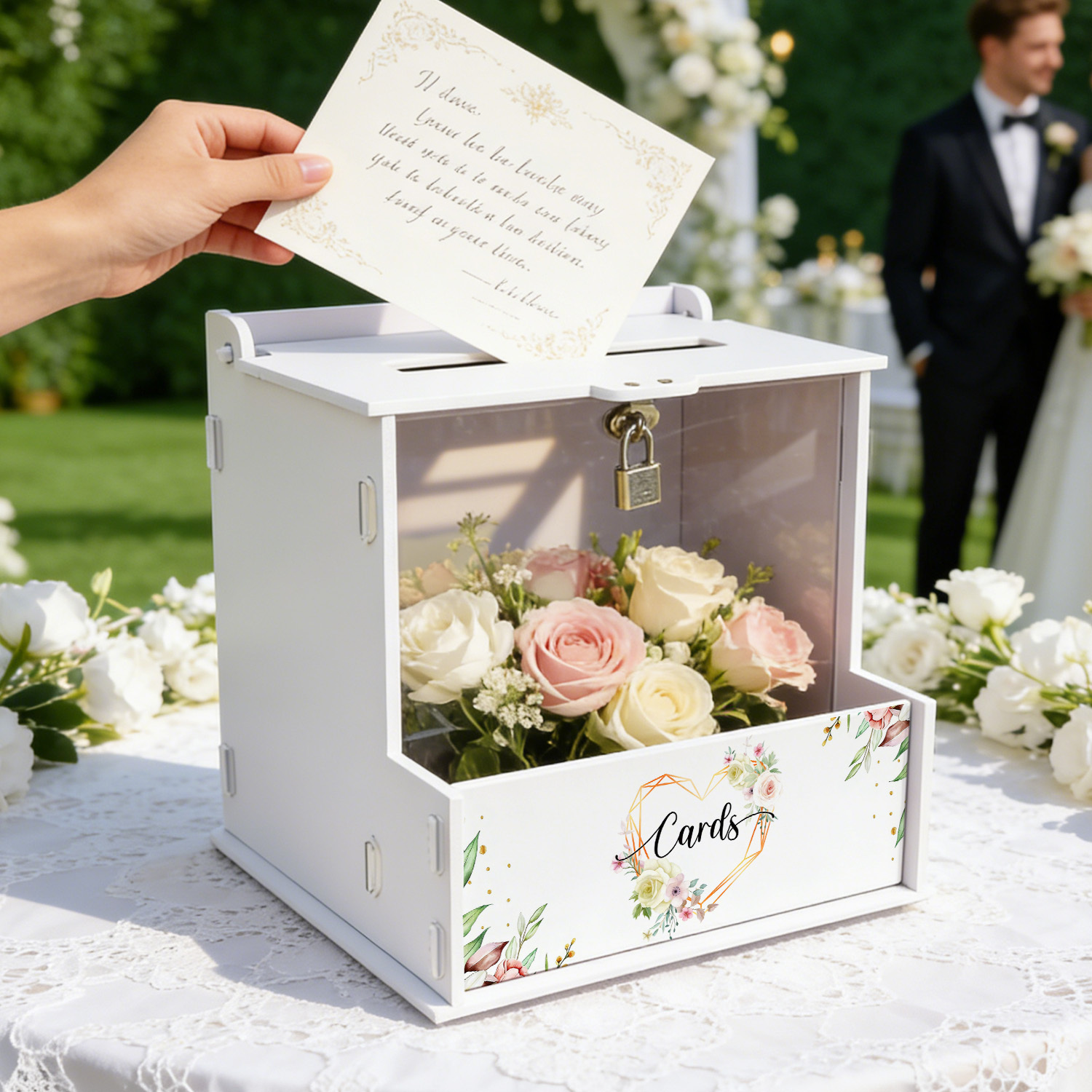 White PVC Wedding Card Boxes w - Wedding Favor Box บทวิจารณ์และราคา