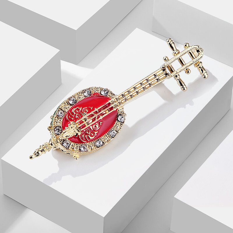 Antique Lute Red Enamel Brooch - Suit Supply Wedding Party บทวิจารณ์และราคา