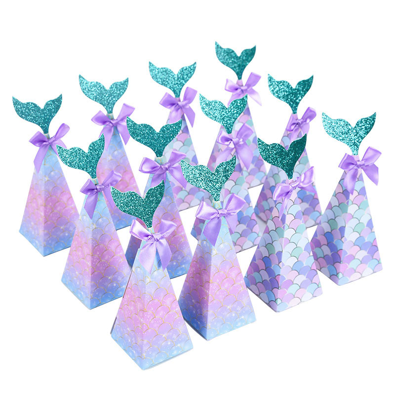 10Pcs Little Mermaid Candy Box - Wedding Favor Box บทวิจารณ์และราคา