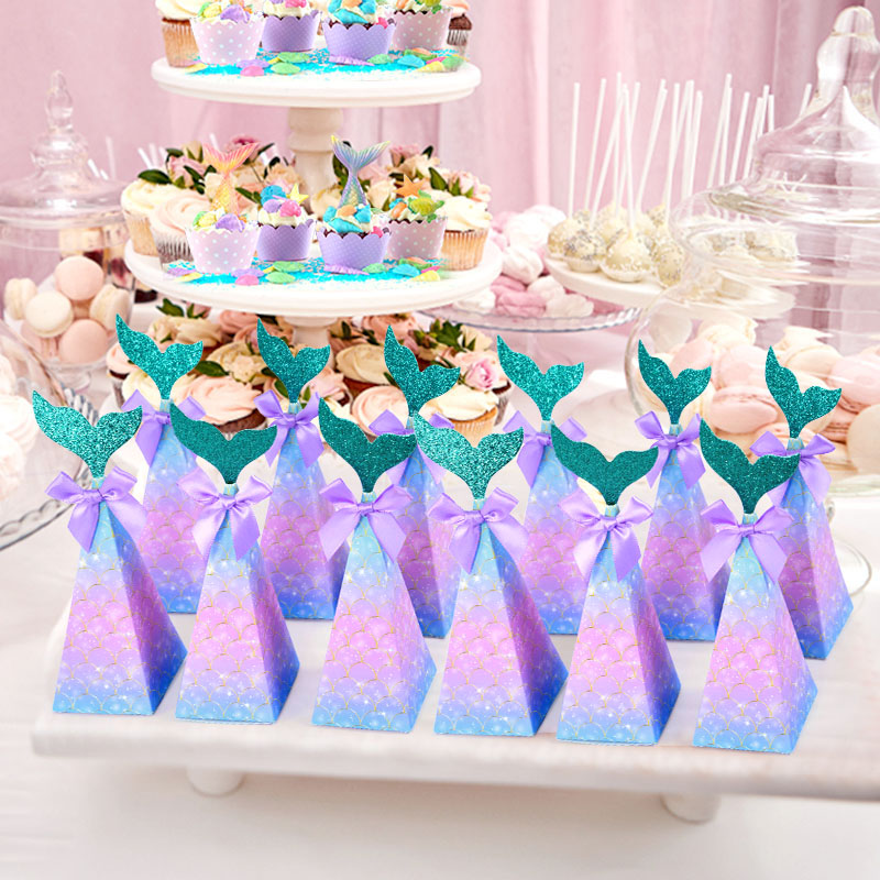10Pcs Little Mermaid Candy Box - Wedding Favor Box บทวิจารณ์และราคา