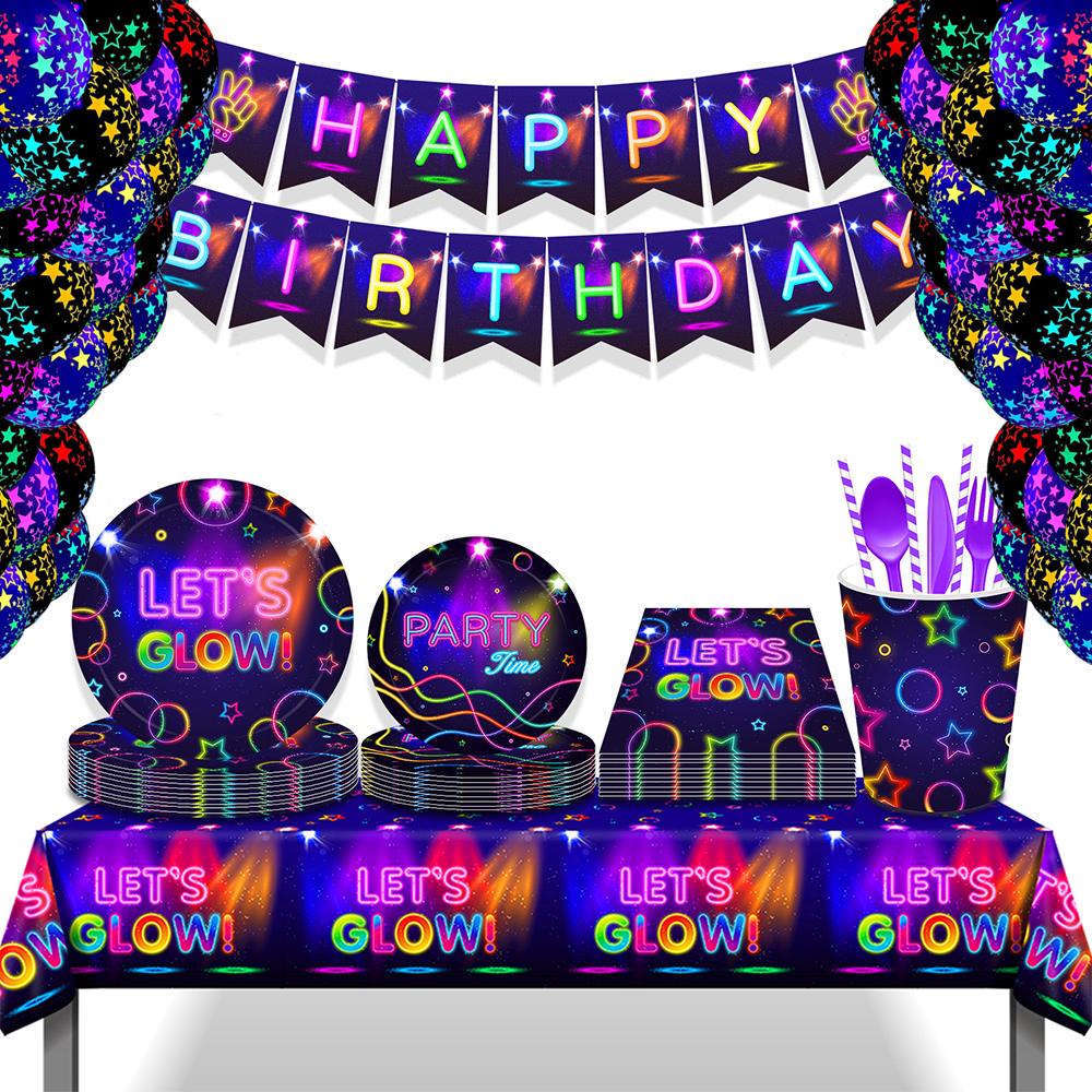 Glow Party Tablecloth Napkins  - Confetti Balloon Set บทวิจารณ์และราคา