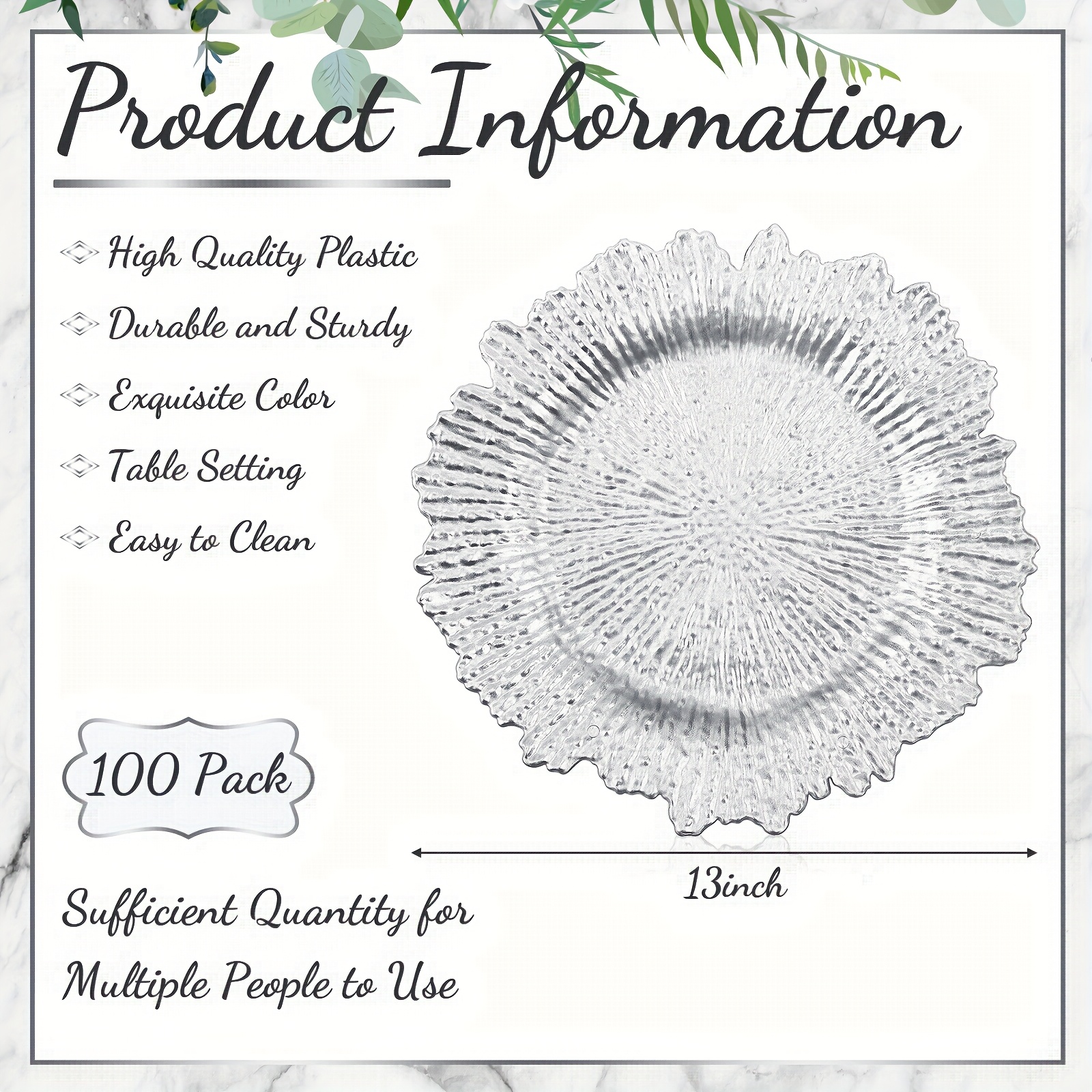 100pcs Reef Charger Plates Bul - Wedding Supply Bulk บทวิจารณ์และราคา