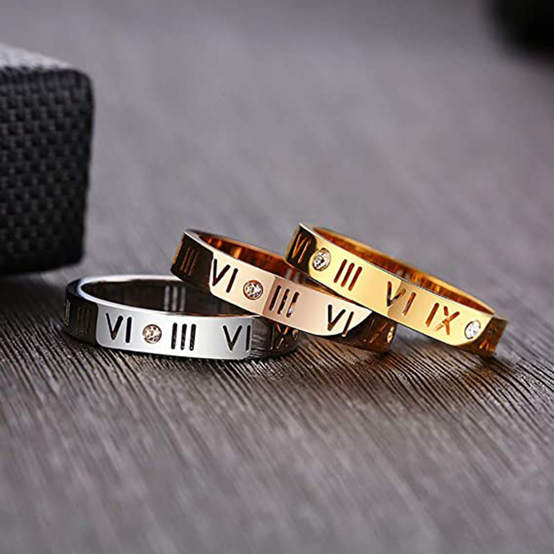 Hollow Roman Numeral Ring Stai - Wedding Z บทวิจารณ์และราคา